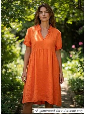 Vanessa Zani Orange Linen Dress Sz L
